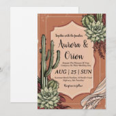 Wild West westerne Boho huwelijksuitnodigingen Kaart (Voorkant / Achterkant)