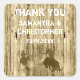 Wild west westerne bruiloft dank u vierkante sticker