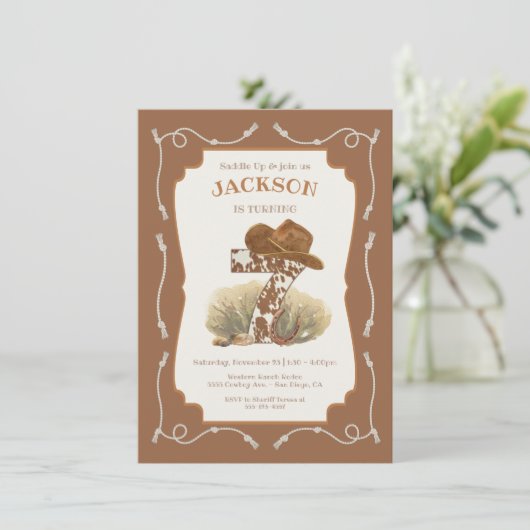 Wild West Westerne Cowboy 7e verjaardag Kaart (Staand voorkant)