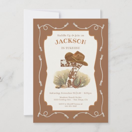 Wild West Westerne Cowboy 7e verjaardag Kaart (Voorkant)