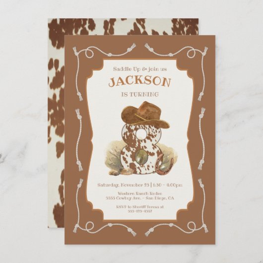 Wild West Westerne Cowboy 8e verjaardag Kaart (Voorkant / Achterkant)