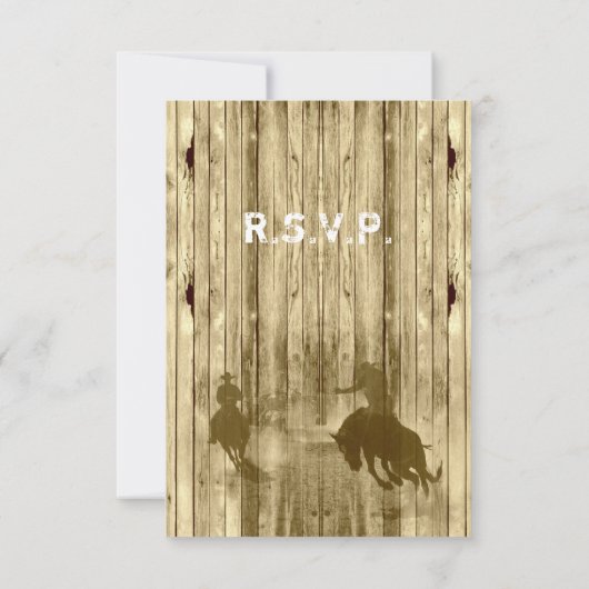 Wild west westerne cowboy bruiloft R.S.V.P RSVP Kaartje (Achterkant)