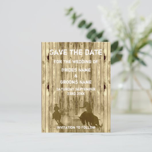 Wild west westerne ranch thema de datum opslaan aankondigingskaart (Staand voorkant)