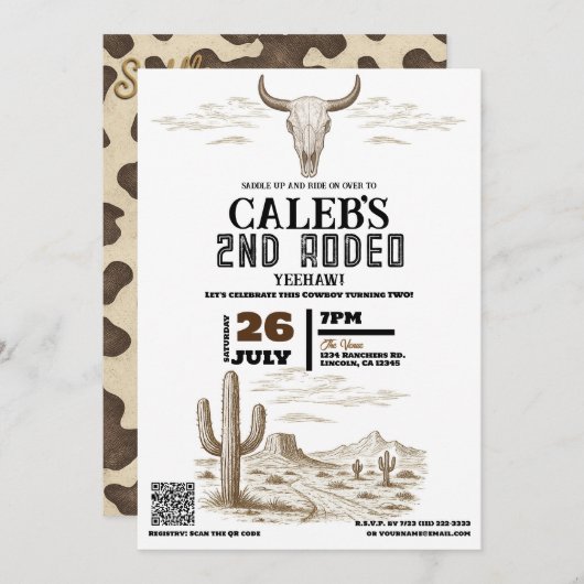  Wild West Westerne Rodeo verjaardagsfeestje Kaart (Voorkant / Achterkant)