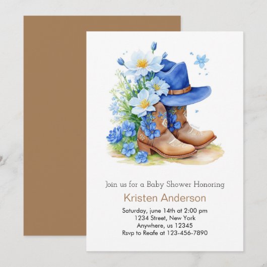 Wild West Whimsy Baby shower Kaart (Voorkant / Achterkant)