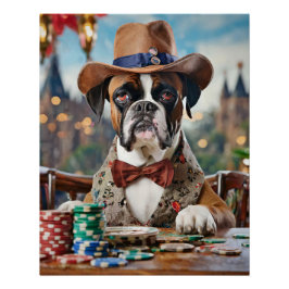 Wild West Willy, Bokser spelen Poker Perfect Poster