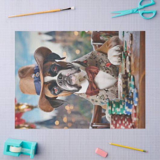 Wild West Willy, Bokser spelen Poker Tissuepapier (Craft)