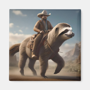 Wild West Wonders: Cowboy rijden op een luiaard Magneet