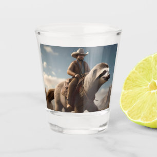 Wild West Wonders: Cowboy rijden op een luiaard Shot Glas