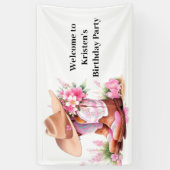 Wild West Wonders Cowgirl Verjaardag Spandoek (Verticaal)