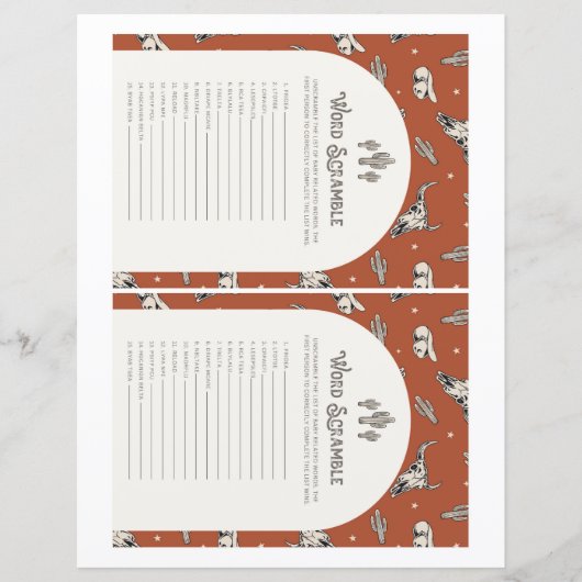 Wild West Word Scramble Game (Voorkant)