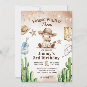 Wild West Young Wild & Three Cowboy Verjaardag Kaart