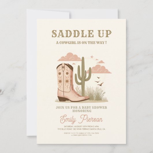 Wild Western Cactus Meisje Baby shower Kaart (Voorkant)