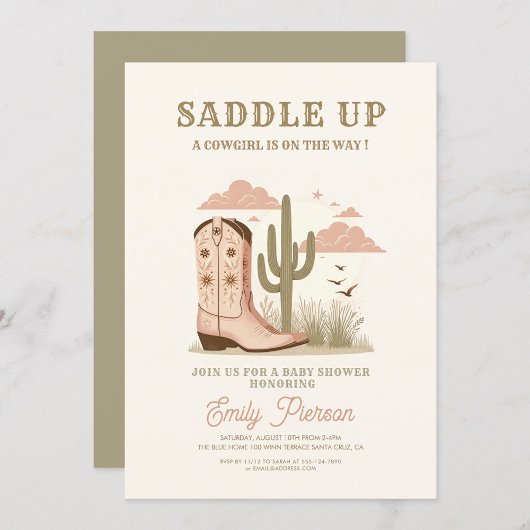 Wild Western Cactus Meisje Baby shower Kaart