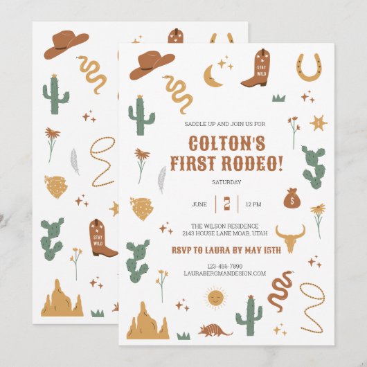 Wild Westerne uitnodiging (Voorkant / Achterkant)