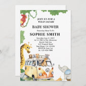 Wild Wheels Safari Animal Camper Van Baby shower Kaart (Voorkant / Achterkant)