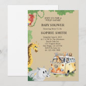Wild Wheels Safari Animal Camper Van Baby shower Kaart (Voorkant / Achterkant)