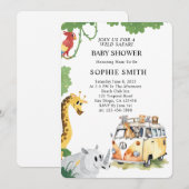 Wild Wheels Safari Animal Camper Van Baby shower Kaart (Voorkant / Achterkant)