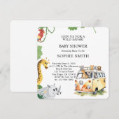 Wild Wheels Safari Animal Camper Van Baby shower Kaart (Voorkant / Achterkant)