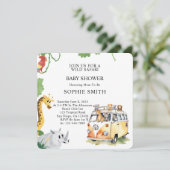 Wild Wheels Safari Animal Camper Van Baby shower Kaart (Staand voorkant)