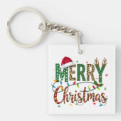 Wild Whimsical Merry Christmas Leopard Print Sleutelhanger (voorkant)