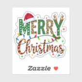 Wild & Whimsical Merry Christmas Leopard Print  Sticker (Vel)