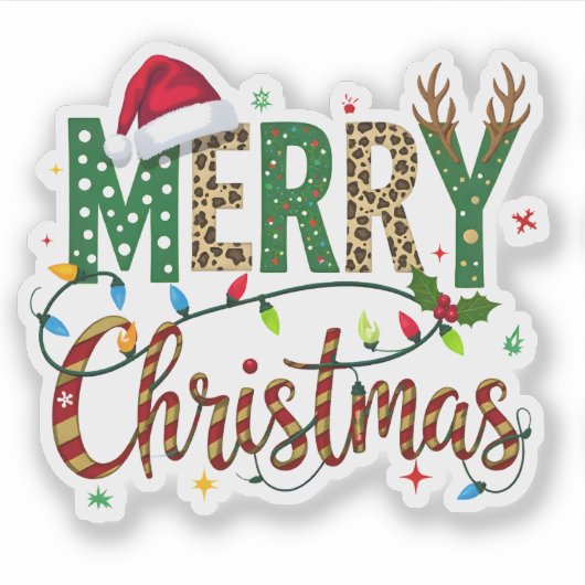 Wild & Whimsical Merry Christmas Leopard Print  Sticker (Voorkant)
