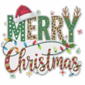 Wild & Whimsical Merry Christmas Leopard Print  Sticker (Voorkant)