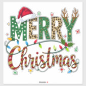 Wild & Whimsical Merry Christmas Leopard Print  Sticker (Vel)