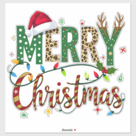 Wild & Whimsical Merry Christmas Leopard Print  Sticker