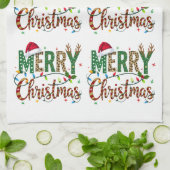 Wild & Whimsical Merry Christmas Leopard Print Theedoek (Gevouwen)