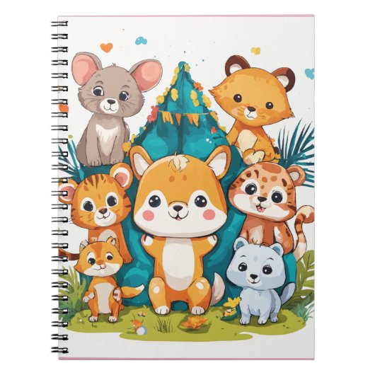 Wild & Whimsy: Speelse Dierenpalen Notitieboek (Voorkant)