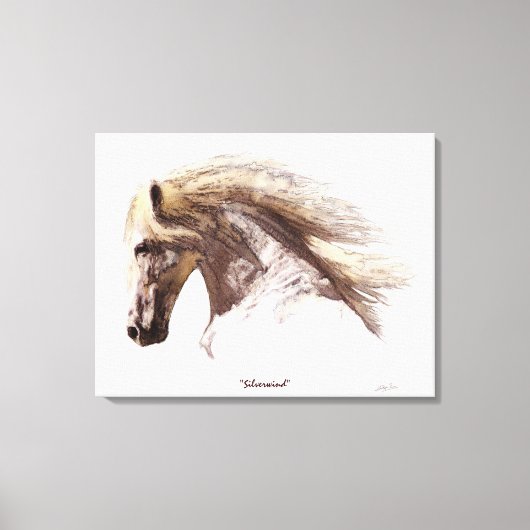 Wild White Hengst Paardenliefhebber's Fine-Art Canvas Afdruk (Voorkant)