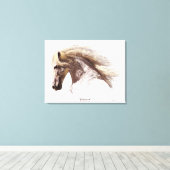 Wild White Hengst Paardenliefhebber's Fine-Art Canvas Afdruk (Insitu (Houten vloer))