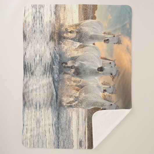 Wild White Horses Sherpa Blanket Sherpa Deken (Voorkant)