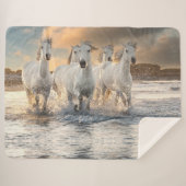 Wild White Horses Sherpa Blanket Sherpa Deken (Voorkant (horizontaal))