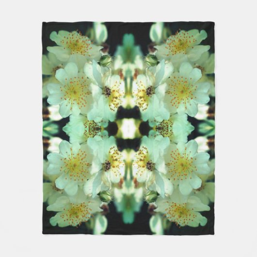 Wild White Rambling Rozen Floral Pattern Fleece Deken (Voorkant)