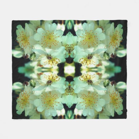 Wild White Rambling Rozen Floral Pattern Fleece Deken (Voorkant (Horizontaal))