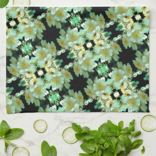 Wild White Rambling Rozen Floral Pattern Theedoek (Gevouwen)