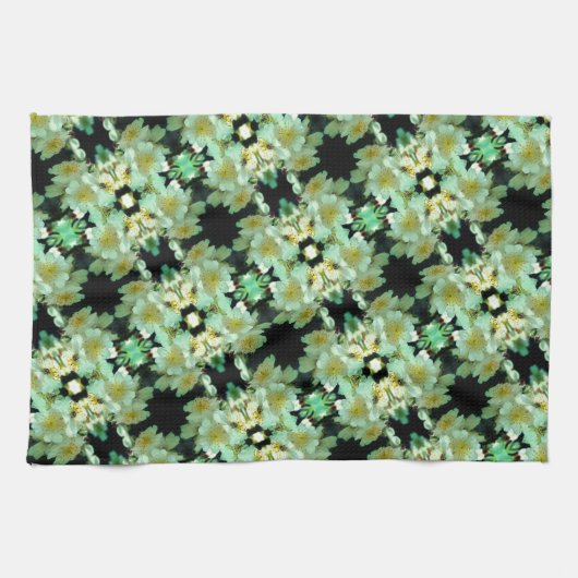 Wild White Rambling Rozen Floral Pattern Theedoek (Horizontaal)