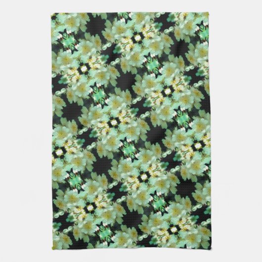 Wild White Rambling Rozen Floral Pattern Theedoek (Verticaal)