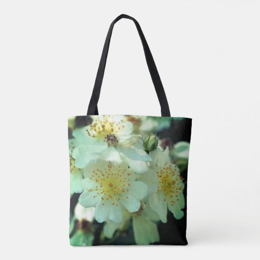 Wild White Rambling Rozen sluiten dicht Tote Bag (Achterkant)