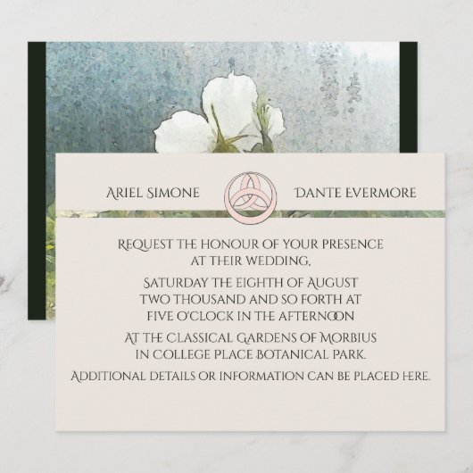 Wild White Rose Triquetra Handfasting Kaart (Voorkant / Achterkant)