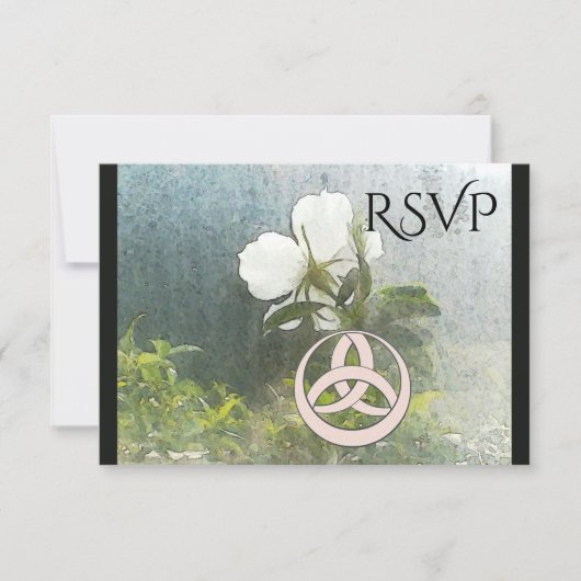 Wild White Rose Triquetra Handfasting Ste RSVP Kaartje (Voorkant)