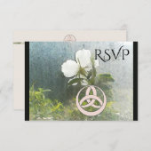 Wild White Rose Triquetra Handfasting Ste RSVP Kaartje (Voorkant / Achterkant)