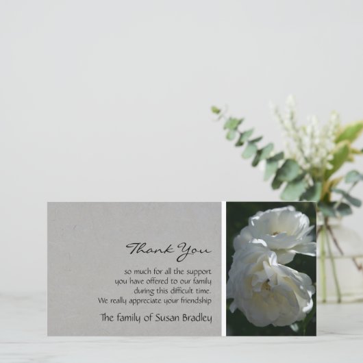 Wild White Roses 1 Sympathie Bedankkaart (Staand voorkant)