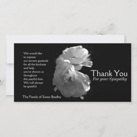 Wild White Roses 3 Sympathie Bedankkaart (Voorkant)