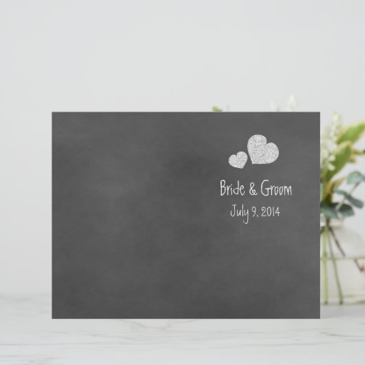 Wild White Roses Chalkboard Folded Wedding Program (Staand voorkant)