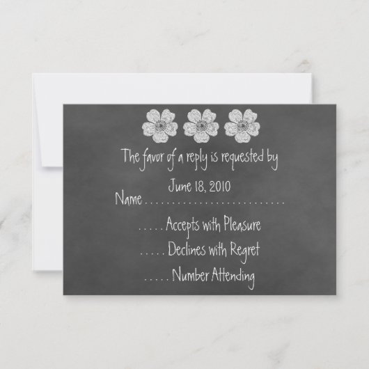 Wild White Roses Chalkboard RSVP-kaarten RSVP Kaartje (Voorkant)
