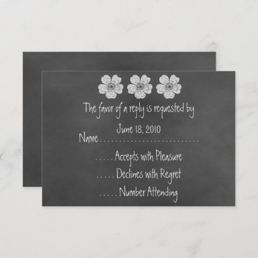 Wild White Roses Chalkboard RSVP-kaarten RSVP Kaartje (Voorkant / Achterkant)